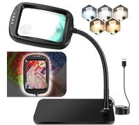 NZQXJXZ 10x Lupa con Luz y Soporte, Lampara Lupa con 60 LED, 5 Temperaturas de Color y 4 Niveles de Ajuste de Brillo para Aficiones, Lectura, Joyería, Trabajo de Cerca