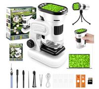 NZQXJXZ 3 en 1 Microscopio Digital para Niños y Adultos, 1000X Microscopio de Bolsillo Recargable para Captura de Fotos y Videos, Mini Microscopio Portátil con Pantalla HD de 2'' y Tarjeta TF de 32G