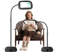 NZQXJXZ Lámpara de pie con Lupa con luz, 2 en 1 Lupa con Luz y Soporte con 60 LED de Brillo Ajustable, Lámpara de Aumento de Cuello de Cisne Flexible para Trabajos de Cerca, Manualidades, Lectura