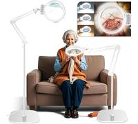 NZQXJXZ Lámpara de pie con Lupa con Luz, 2 en 1 Lupa con Luz y Soporte con 72 LED de Brillo Ajustable, Lámpara de Aumento de Cuello de Cisne Flexible para Trabajos de Cerca,Lectura, Blanco
