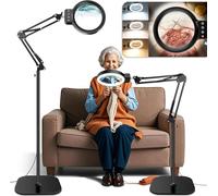 NZQXJXZ Lámpara de pie con Lupa con Luz, 2 en 1 Lupa con Luz y Soporte con 72 LED de Brillo Ajustable, Lámpara de Aumento de Cuello de Cisne Flexible para Trabajos de Cerca, Manualidades, Lectura
