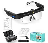 NZQXJXZ Lupa con Diadema con Luz LED, 1.5X 2.5X 3.5X 5X lupas de Gran Aumento con luz, Ajustable Gafas de Aumento Lupa para Leer, Coser, Reparaciones, Joyería