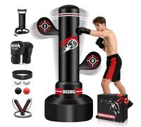 NZQXJXZ Saco de Boxeo de pie para Adultos, 180cm Saco Boxe Independiente con Guantes de Boxeo, Bomba, Cuerda para Saltar y Pelota de Reflejos, Sacos de Boxe Inflable para Entrenamiento de MMA,Fitness