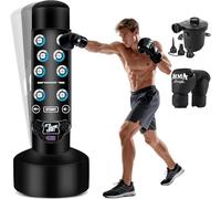 NZQXJXZ Saco de boxeo mejorado para adultos con alfombrilla de música interactiva, saco de boxeo de 69 pulgadas con puntuación, luz, almohadilla de música, guantes de boxeo y bomba de aire eléctrica