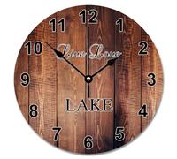 NZVCQVPU 10 Inch Wall Clock Ancient Weathered Barn Wood Grain Large Wall Clocks Live Love Lake Retired Decor She Shed Living Room Decor Gift for Man Woman Friend Anniversary