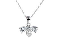 NZVCQVPU 14K Chain Necklace Women, Charm Choker Dainty Necklaces Bee Design with Waterdrop Round Lab Diamond Pendant Necklace for Women White