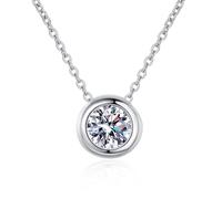 NZVCQVPU 14K Chain Necklace Women, Charm Choker Dainty Necklaces Simple Round with 1ct Lab Diamond Pendant Necklace for Women White