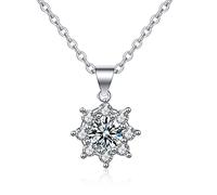 NZVCQVPU 14K Necklace Pendants for Women, Charm Choker Dainty Necklaces Flower with 1ct Round Lab Diamond Chain Necklace for Women White
