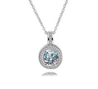 NZVCQVPU 14K Pendant Necklaces for Women, Charm Choker Dainty Necklaces Shiny Round with 1ct Lab Diamond Chain Necklace for Women White