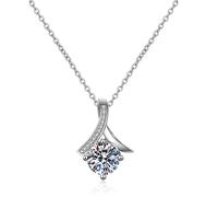 NZVCQVPU 14K White Necklace Chain for Women, Charm Choker Dainty Necklaces Classic Knot with 1ct Round Lab Diamond Pendant Necklace for Women White