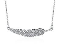 NZVCQVPU 14K White Necklace Chain for Women, Charm Choker Dainty Necklaces Feather with Round Lab Diamond Pendant Necklace for Women White