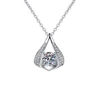 NZVCQVPU 14K White Pendant Necklace for Women, Charm Choker Dainty Necklaces Shiny Hollow Waterdrop 4 Prong Round Lab Diamond Chain Necklace for Women White