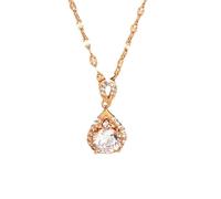 NZVCQVPU 14K Yellow Chain Necklace Women, Charm Choker Dainty Necklaces Elegant Waterdrop with Round Lab Diamond Pendant Necklace for Women