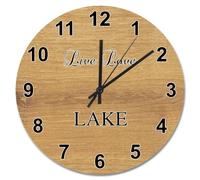 NZVCQVPU 15 pulgadas Wall Clock Antique Vintage Wood Grain Board Round Wall Clocks Battery Operated Live Love Lake She Shed Decor Living Room Bedroom Kitchen Christmas Birthday Gift