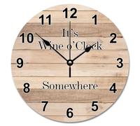 NZVCQVPU 15 pulgadas Wall Clock Country Retro Wood Grain Style Large Wooden Wall Clocks Battery Operated Wine O'clock Somewhere Decor Living Room Decor Gift for Man Woman Friend