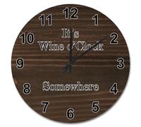 NZVCQVPU 15 pulgadas Wall Clock Country Retro Wood Grain Style Large Wooden Wall Clocks Battery Operated Wine O'clock Somewhere Decor Living Room Decor Gift for Man Woman Friend