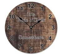 NZVCQVPU 15 pulgadas Wall Clock Country Retro Wood Grain Style Large Wooden Wall Clocks Battery Operated Wine O'clock Somewhere Decor Living Room Decor Gift for Man Woman Friend