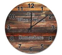NZVCQVPU 15 pulgadas Wall Clock Country Retro Wood Grain Style Large Wooden Wall Clocks Battery Operated Wine O'clock Somewhere Decor Living Room Decor Gift for Man Woman Friend