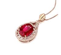 NZVCQVPU 18 Carat Chain Oval Pendant with Tourmaline 4.8Ct Wedding Necklace for Women Rose