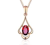 NZVCQVPU 18 Carat Chain Pendant Flower with Ruby ??0.45/0.5/1.2Ct Wedding Necklace for Women Rose