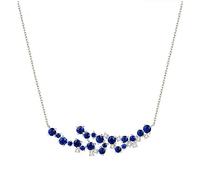 NZVCQVPU 18k blanco elegante azul redonda de 0.87ct con collar de diamante de 0.11ct de 0.11ct de 0.11ct collar colendiente 18 pulgadas