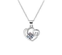 NZVCQVPU 18K Pendant Necklaces for Women, Charm Choker Dainty Necklaces Love Heart with Round Lab Diamond Chain Necklace for Women White