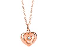 NZVCQVPU 18K Rose Heart White Round 0.02CT Diamond Necklace for Women Pendant Necklace 18 Inch