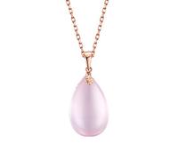 NZVCQVPU 18K Rose Teardrop Flower Pink Pear 11CT Quartz Necklace for Women Pendant Necklace 18 Inch