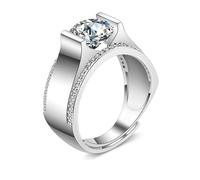 NZVCQVPU 18K White Anniversary Ring for Women Men, Wedding Ring for Women Men Adjustable Wide Round Lab Diamond and Moissanite Wedding Bands White