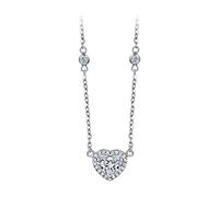 NZVCQVPU 18K White Heart White Round 0.43CT Diamond Necklace for Women Pendant Necklace 18 Inch