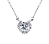 NZVCQVPU 18K White Necklace Chain for Women, Charm Choker Dainty Necklaces Hollow Geometric Design 1ct Round Lab Diamond Pendant Necklace for Women White
