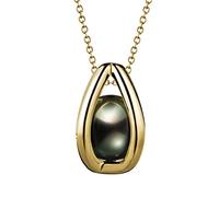 NZVCQVPU 18k Yellow Elegant Peacock Green Round Pearl Necklace for Women Pendant Necklace 18 Inch