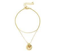 NZVCQVPU 2 Layer Necklaces for Women, Chain Necklace for Women Trendy Adjustable Plated Snake Chain Necklace with Circle Pendant