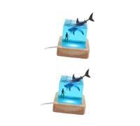 NZVCQVPU 2 mini luces nocturnas de resina de ballena con USB con temática oceánica, lámpara decorativa para sala de estar, dormitorio, escritorio, diseño creativo de ballena, luz nocturna y decoración
