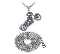 NZVCQVPU 2 piezas vintage motocicleta colgante collar cadena de acero inoxidable hip hop retro cuello joyería para hombres mujeres accesorios ligeros