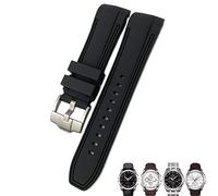 NZVCQVPU 23mm 24mm Silicone Watch Strap Fit T035 T035627 Butterfly Buckle Replacement Black Blue End Watch Bands (Color : Blue Grey, Size : 23mm Silver Clasp)