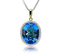 NZVCQVPU 750 Necklace Pendant, 4 Prong with Oval 8.5Ct Topaz Pendant Necklaces Hypoallergenic Necklaces for Teens Girls Women Gifts for Birthday Christmas Yellow with Jewelry Box