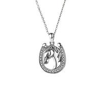 NZVCQVPU 925 Collar de caballo colgante de plata esterlina con serie de joyas ecuestres puras