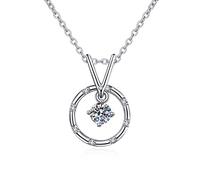 NZVCQVPU 9K Necklace Chain Women, Charm Choker Dainty Necklaces Hollow Circle with Round Lab Diamond Pendant Necklace for Women White