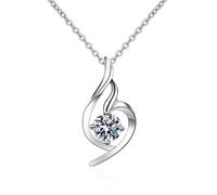 NZVCQVPU 9K Necklace Chain Women, Charm Choker Dainty Necklaces Hollow Leaf with 1ct Round Lab Diamond Pendant Necklace for Women White