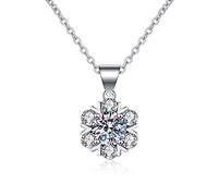 NZVCQVPU 9K Pendant Necklaces for Women, Charm Choker Dainty Necklaces Snowflake with Round Lab Diamond Chain Necklace for Women White