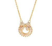 NZVCQVPU 9K Yellow Chain Necklace Women, Charm Choker Dainty Necklaces Bowknot Circle with Lab Diamond Pendant Necklace for Women
