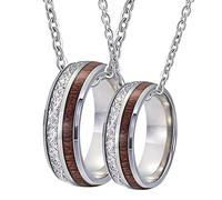 NZVCQVPU Acero escolar, nombre personalizado de 8 mm anillo de entrada de madera y collares de metal