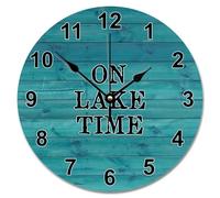 NZVCQVPU Ancient Wood Grain Art Wooden Wall Clock On Lake Time Wall Clocks Battery Operated 10 Inch Retired Wall Clock Non-Ticking Decor for Office School Bathroom