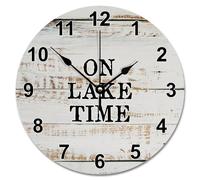 NZVCQVPU Ancient Wood Grain Art Wooden Wall Clock On Lake Time Wall Clocks Battery Operated 10 Inch Retired Wall Clock Non-Ticking Decor for Office School Bathroom