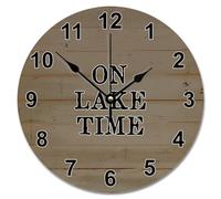 NZVCQVPU Ancient Wood Grain Art Wooden Wall Clock On Lake Time Wall Clocks Battery Operated 10 Inch Retired Wall Clock Non-Ticking Decor for Office School Bathroom