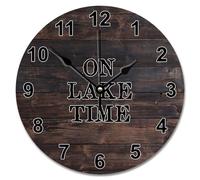 NZVCQVPU Ancient Wood Grain Art Wooden Wall Clock On Lake Time Wall Clocks Battery Operated 10 Inch Retired Wall Clock Non-Ticking Decor for Office School Bathroom