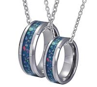 NZVCQVPU Anillo, pareja collares personalizados de tungsteno Insonó el anillo de 8 mm Regalo de boda de cable de ópalo azul para mujeres