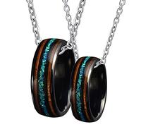 NZVCQVPU Anillo, pareja personaliza tungsteno negro personalizado de anillo negro de 8 mm ópalo de ópalo y madera prometedora para marido