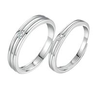 NZVCQVPU Anillos con grabados anillo de eternidad para parejas, bandas de esterlinas ajustables parejas, redondas con acomodado de bodas de circonio cúbico